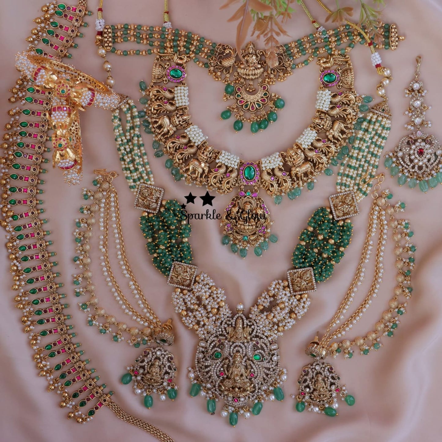 Moti and art Necklace Combo Stone Set