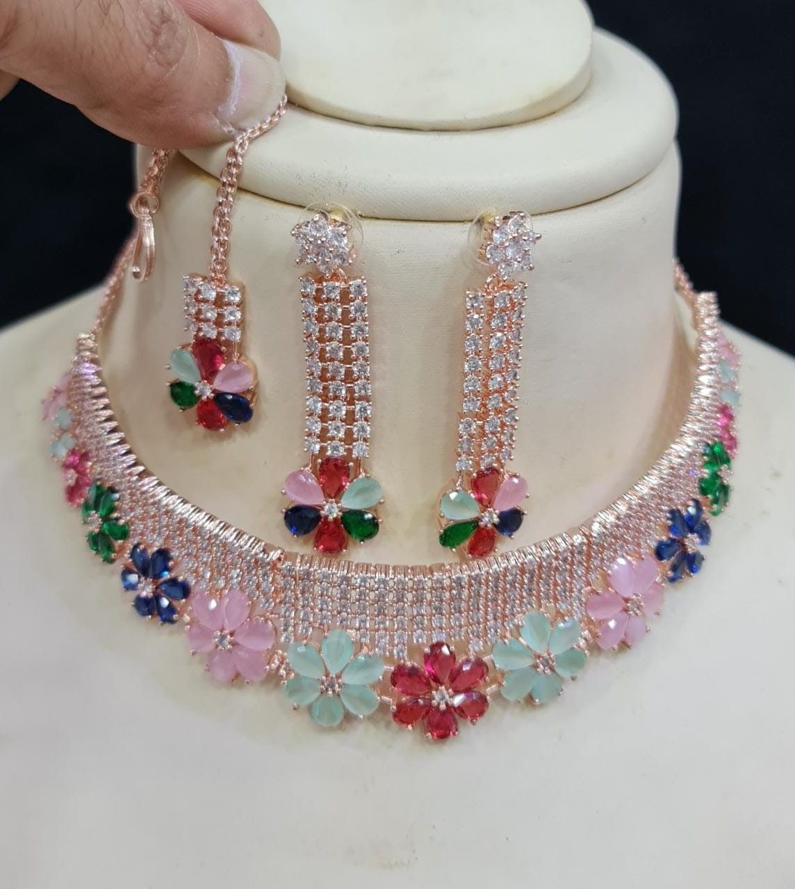 Awesome look Nakshikaposh Multicolor Stone Necklace set