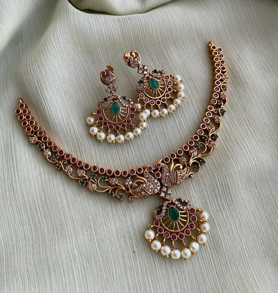 Nakshika Posh Designer Kempu Necklace