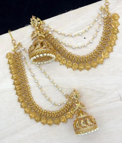 Gorgeous Golden Color Jhumka with Pearls designed