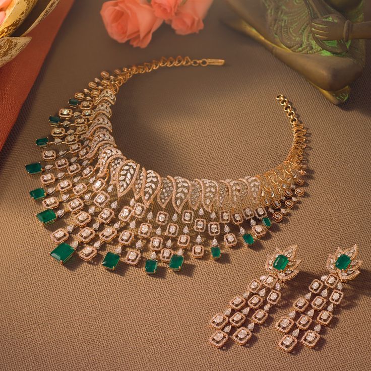 Gorgeous Nakshikaposh Ruby American Stones Necklace