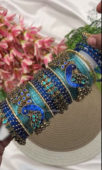 Beautiful peacock bangles set
