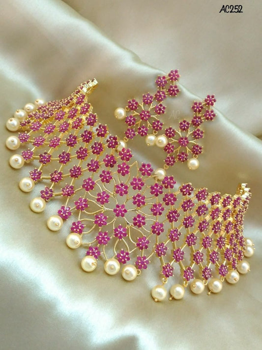 Nakshika pink stone Neck set for you