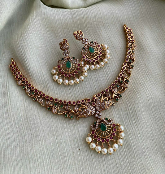 Nakshika Posh Designer Kempu Necklace